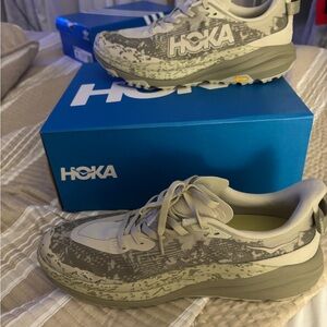Hoka Cream and Gray Athletic Shoes
